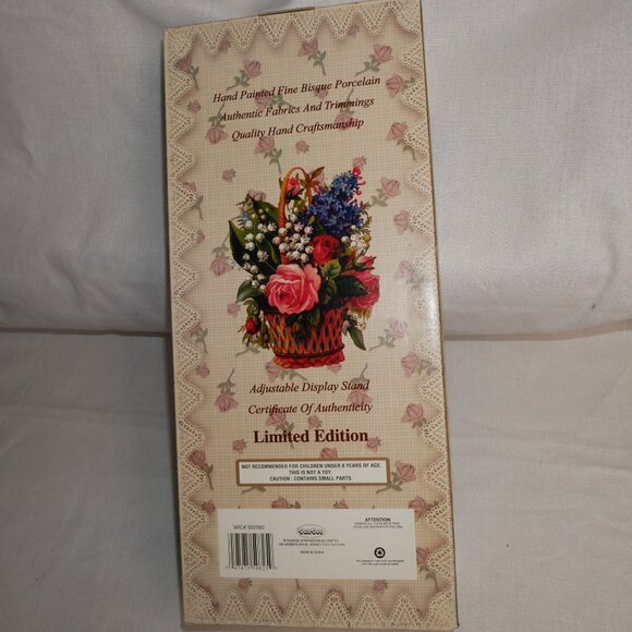 Dan Dee Fine Bisque Porcelain Doll In Burgundy Dress With Lace & Bow LE NIB - Picture 9 of 11